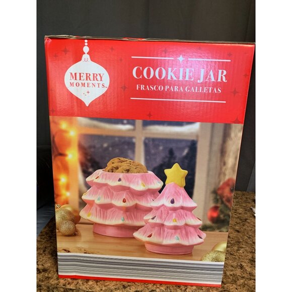 New Merry Moments Pink Cookie Jar Christmas Tree Ceramic ALDI - Picture 2 of 6